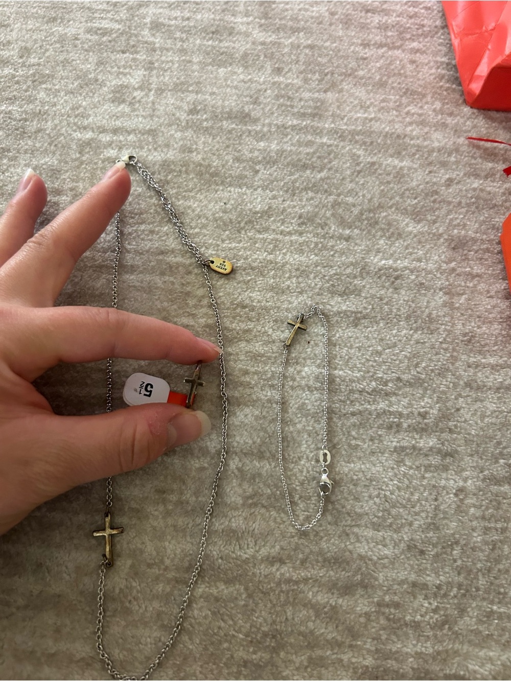 James Avery Silver Chain Necklace and Bracelet Set with Cross